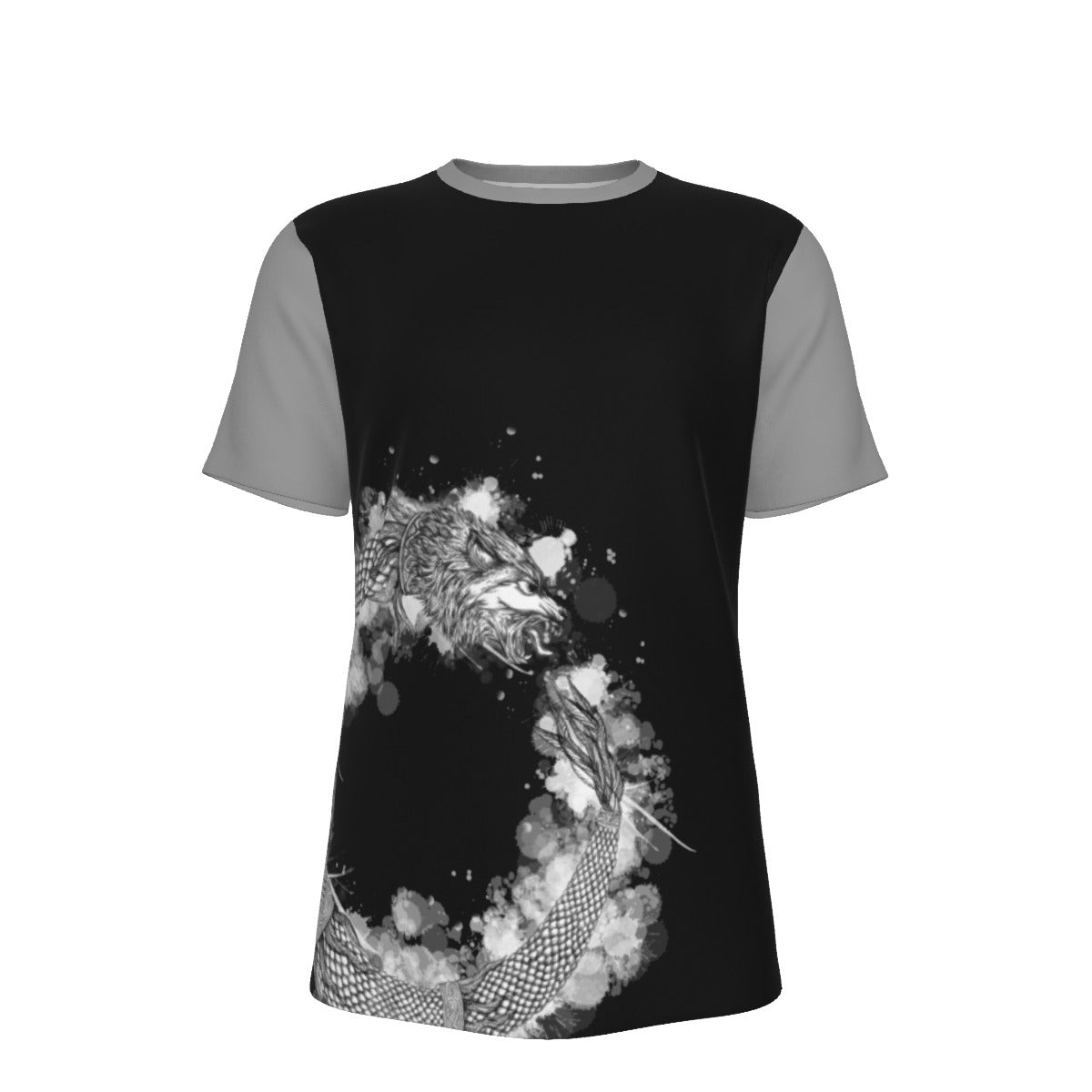 Ouroboros Dacic Wolf on Gray and Black Men's O-Neck T-Shirt | 190GSM Cotton