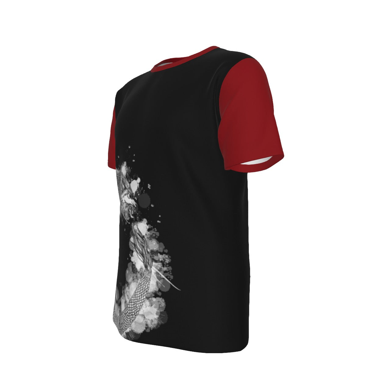 Ouroboros Dacic Wolf on Black and Red Men's O-Neck T-Shirt | 190GSM Cotton