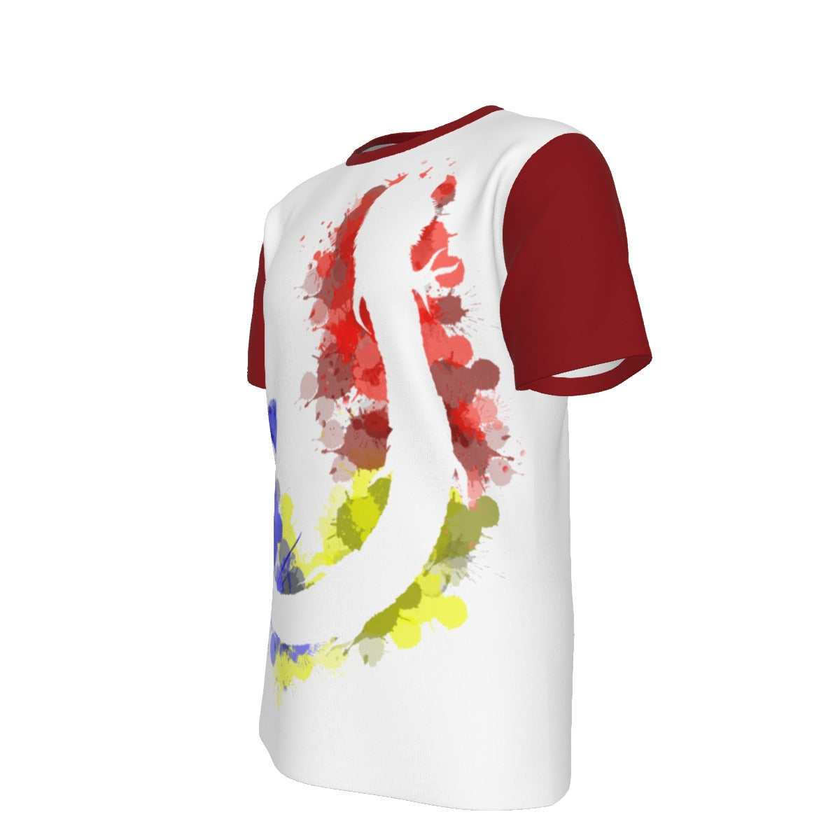 Romanian Dacic Wolf Contour on White and Red Men's O-Neck T-Shirt | 190GSM Cotton