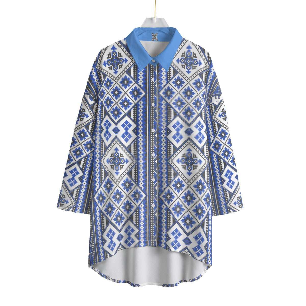 Romanian Traditional Women's Chiffon Shirt With Elbow Sleeve