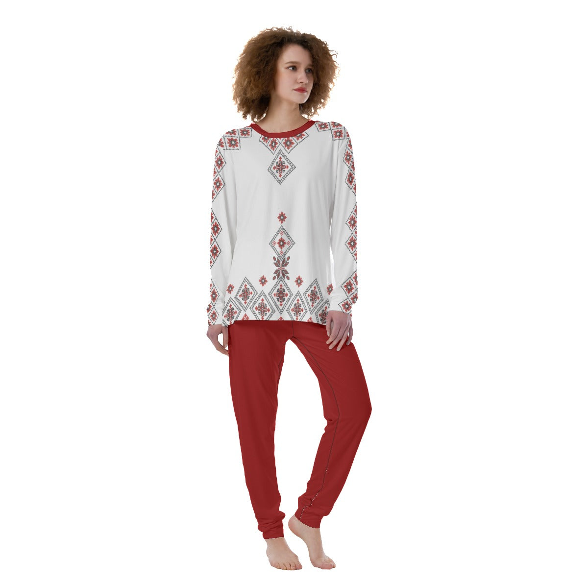 Red Romanian Traditional Women's Pyjamas