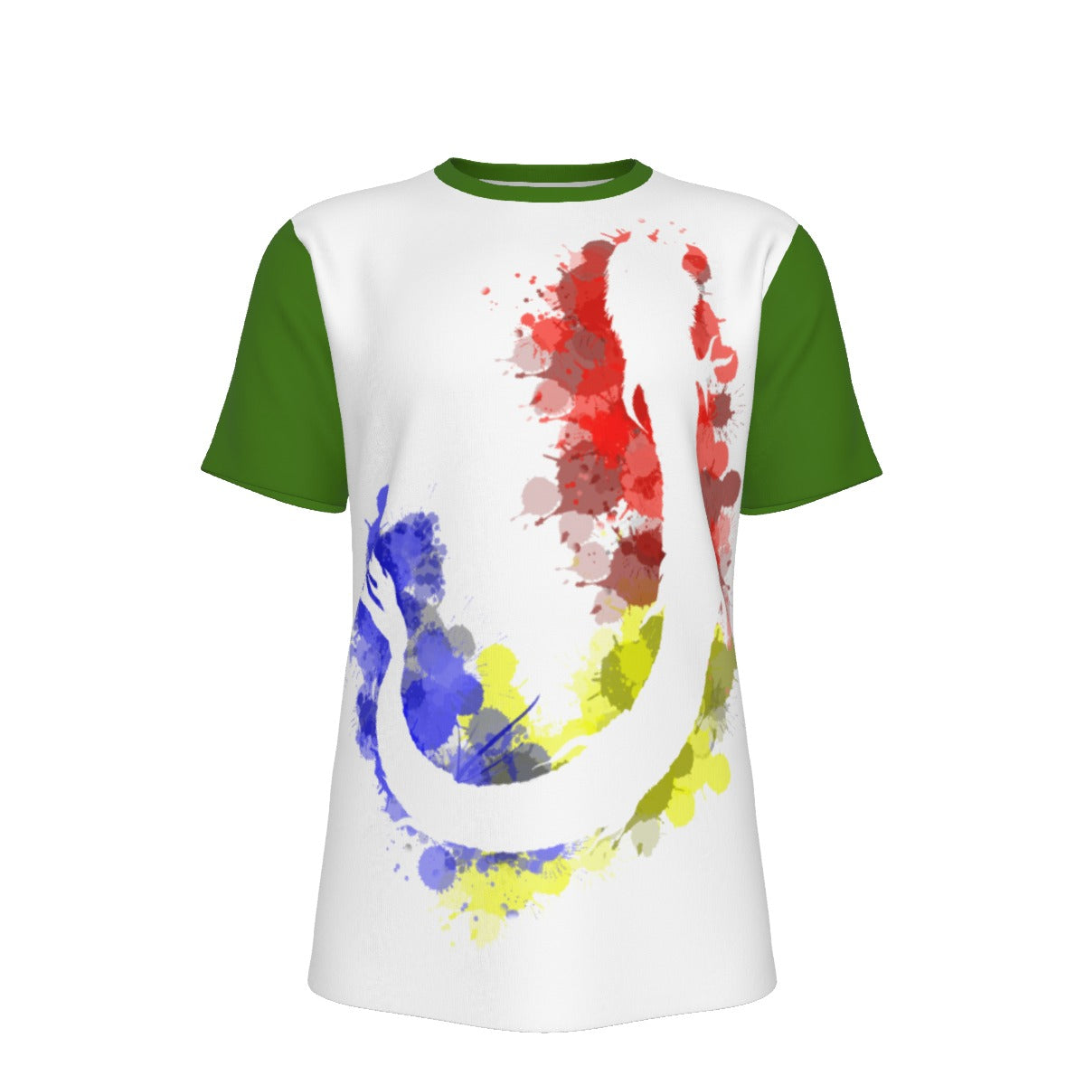 Romanian Dacic Wolf Contour on White and Green Men's O-Neck T-Shirt | 190GSM Cotton