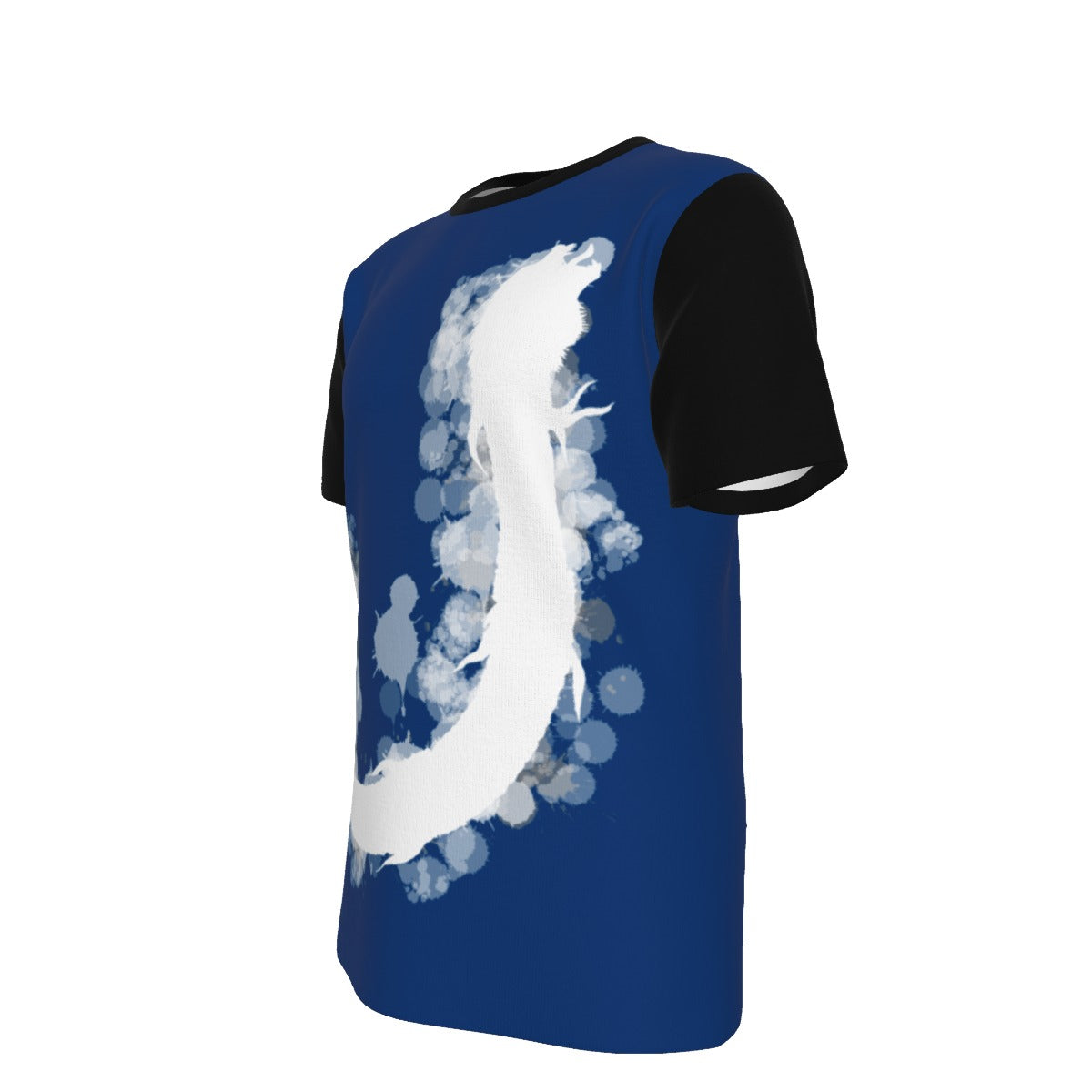 Contour of Dacic Wolf on Blue Background and Black Sleeves Men's O-Neck T-Shirt