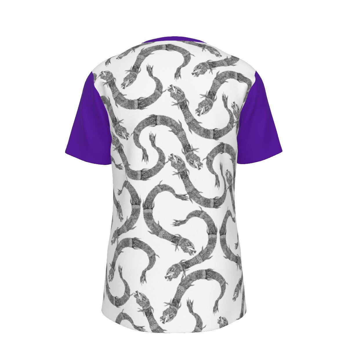 Dacic Wolf Pattern On Purple Sleeves Men's O-Neck T-Shirt | 190GSM Cotton