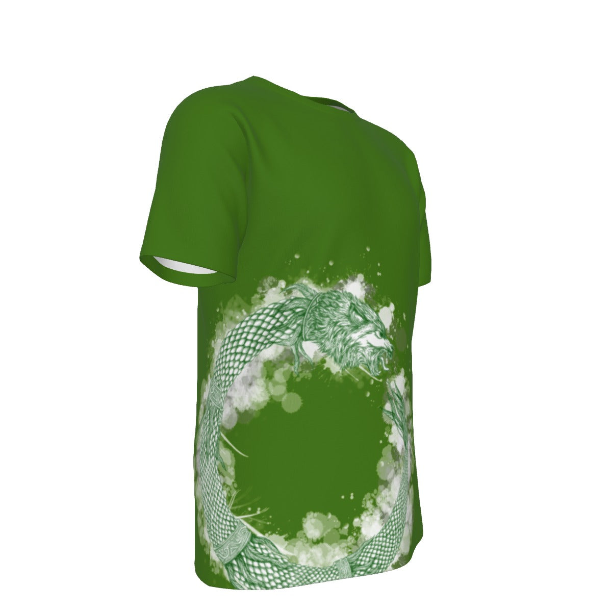 Green Ouroboros Dacic Wolf on Green Base O-Neck T-Shirt | 190GSM Cotton