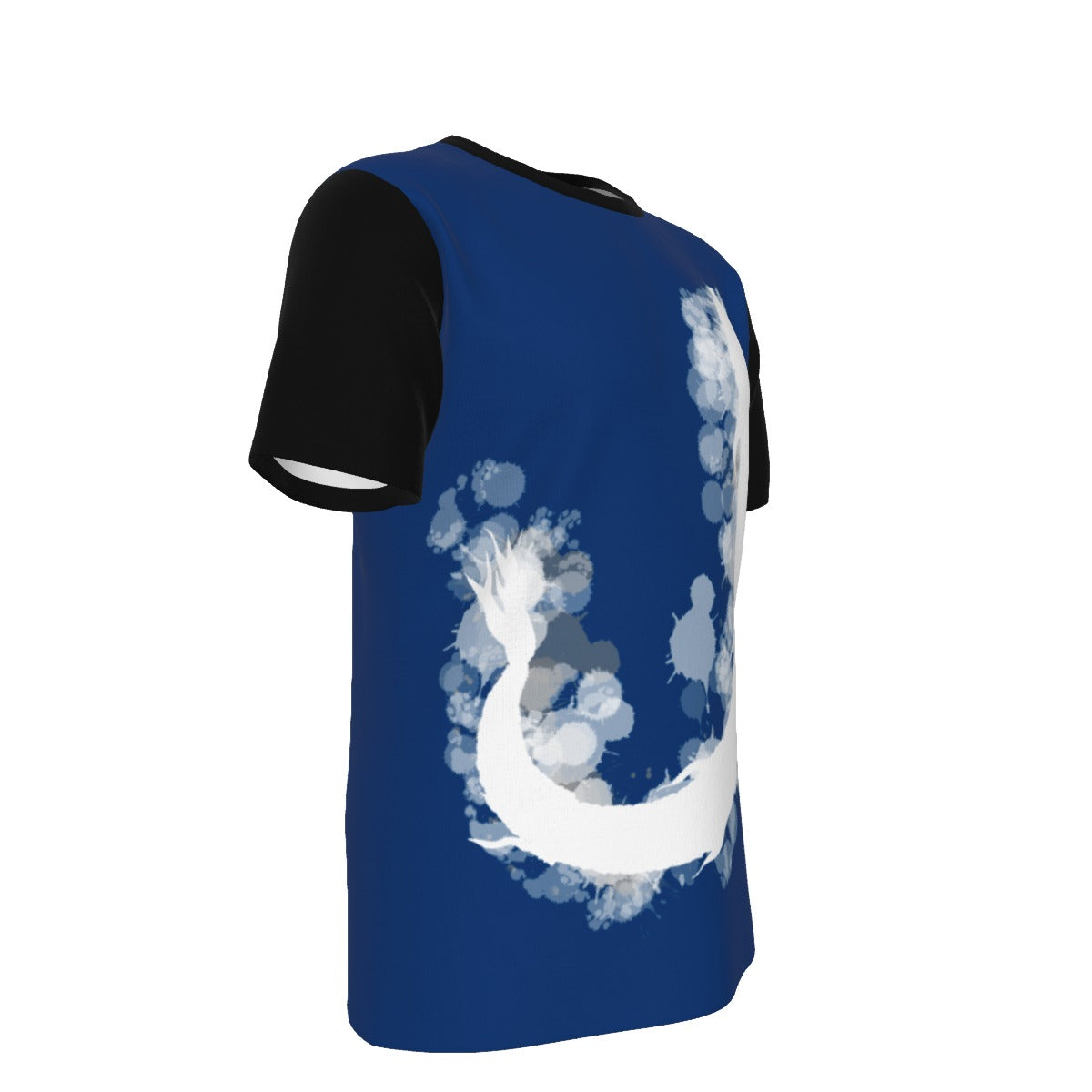 Contour of Dacic Wolf on Blue Background and Black Sleeves Men's O-Neck T-Shirt