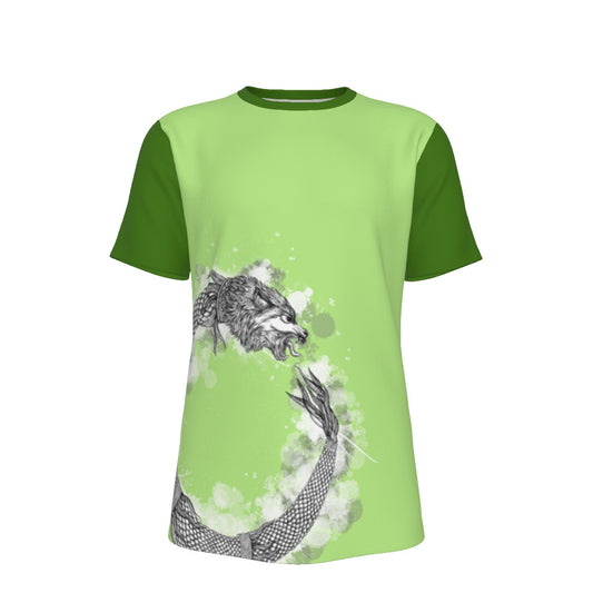 Dacic Wolf Ouroboros Style on Green Men's O-Neck T-Shirt | 190GSM Cotton