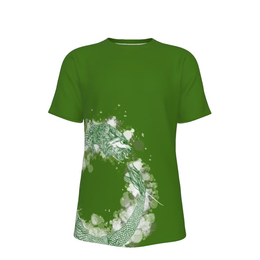 Green Ouroboros Dacic Wolf on Green Base O-Neck T-Shirt | 190GSM Cotton