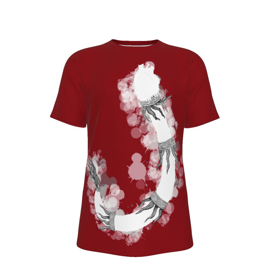 Simplified Dacic Wolf On Red Print Men's O-Neck T-Shirt