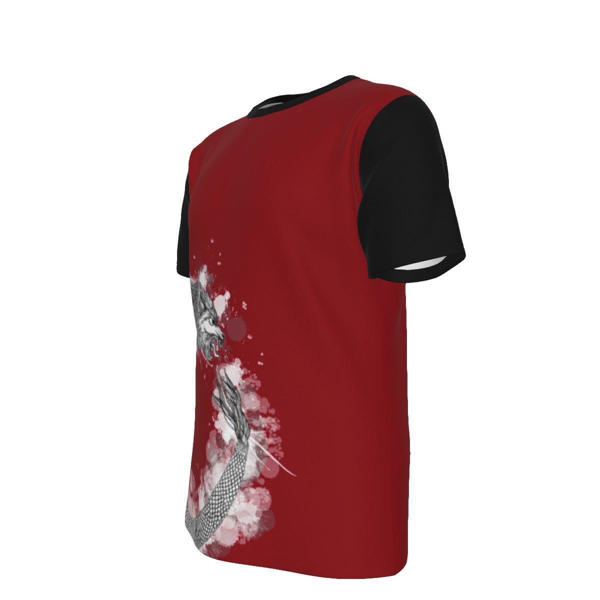 Ouroboros Dacic Wolf on red and Black Men's O-Neck T-Shirt | 190GSM Cotton