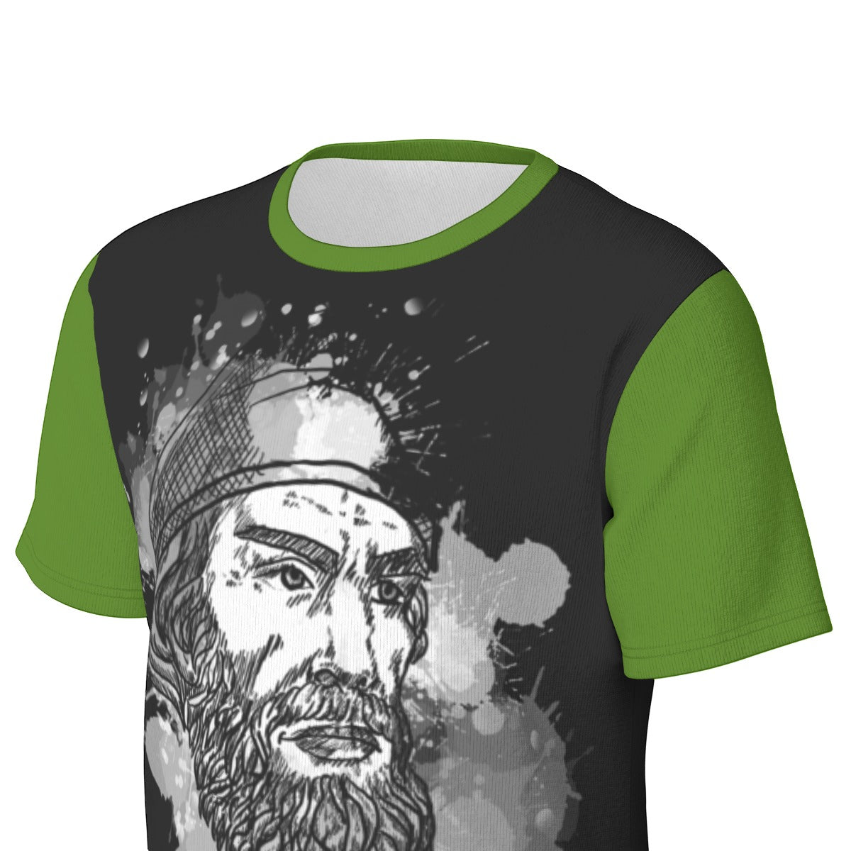 Decebal theme on Black and Green Sleeves Men's O-Neck T-Shirt | 190GSM Cotton