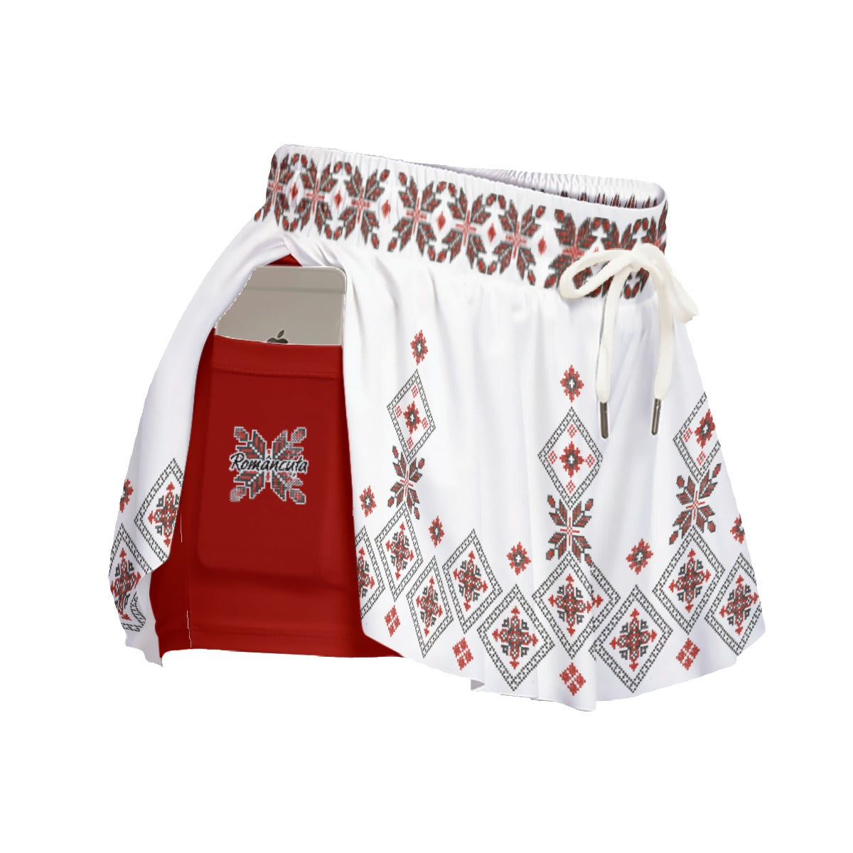 Red Romanian  Women's Sport Skorts With Pocket