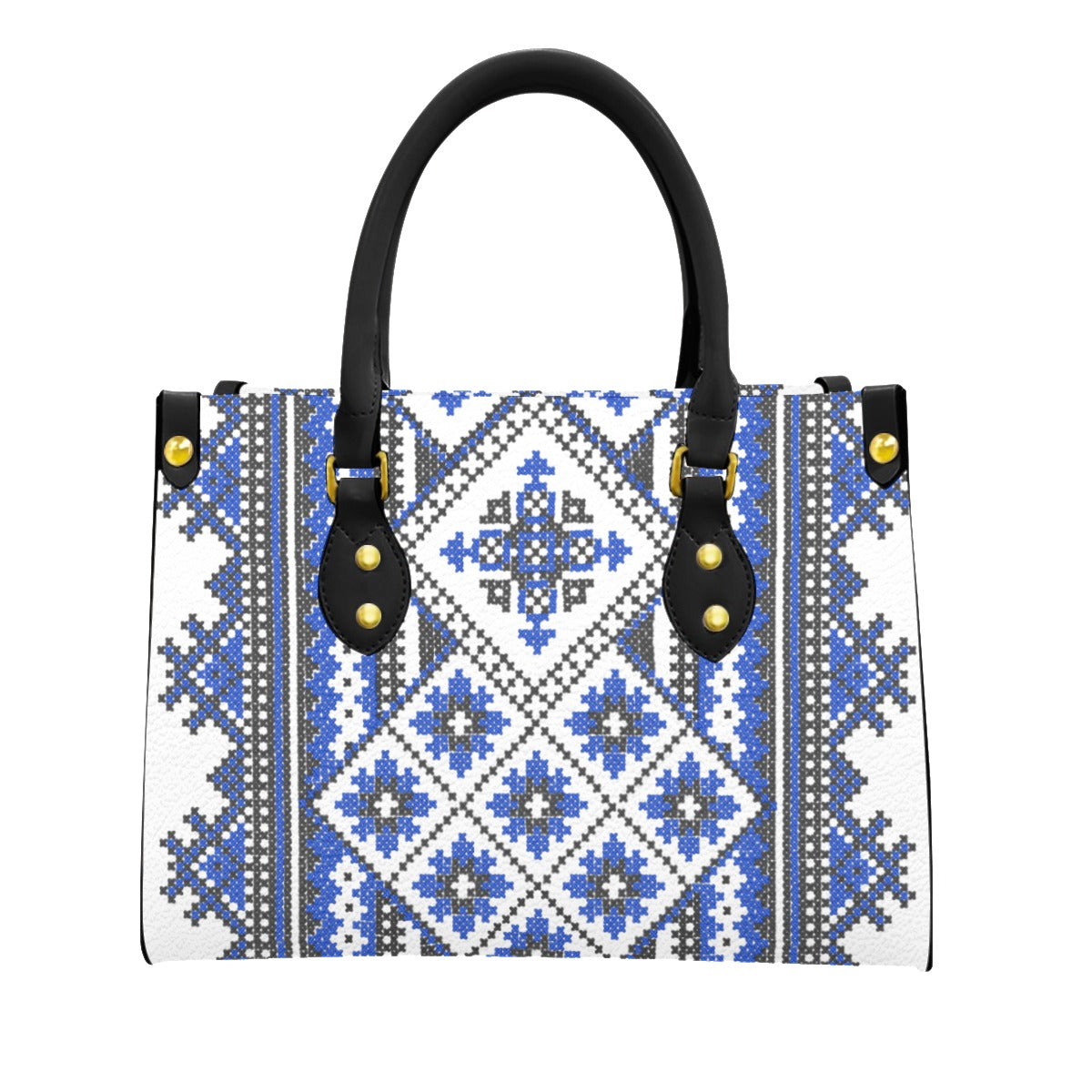 Traditional Romanian Women's Tote Bag With Black Handle