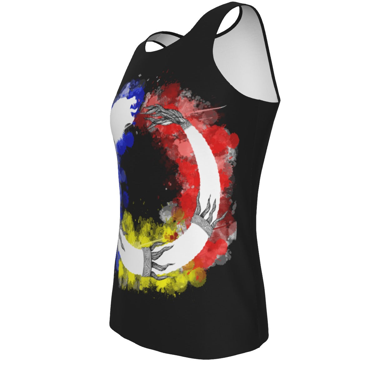 Romanian Ouroboros Dacic Wolf on Black Men's Tank Top