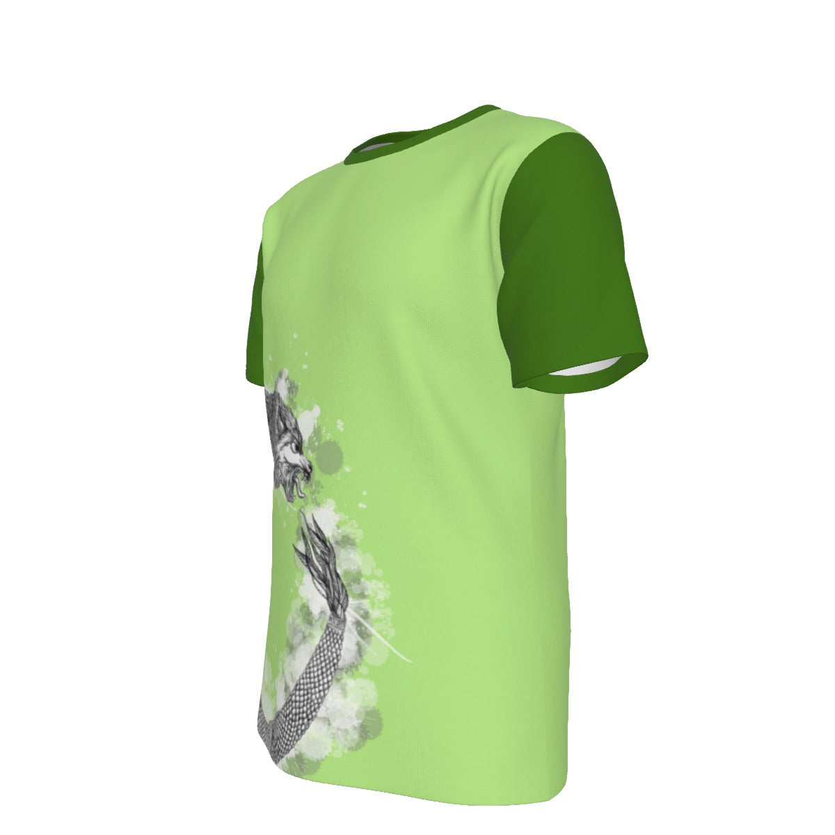 Dacic Wolf Ouroboros Style on Green Men's O-Neck T-Shirt | 190GSM Cotton