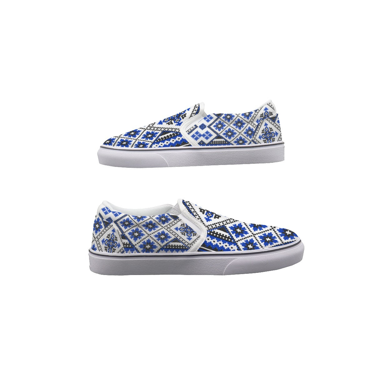 Blue Romanian Traditional Women's Slip On Sneakers