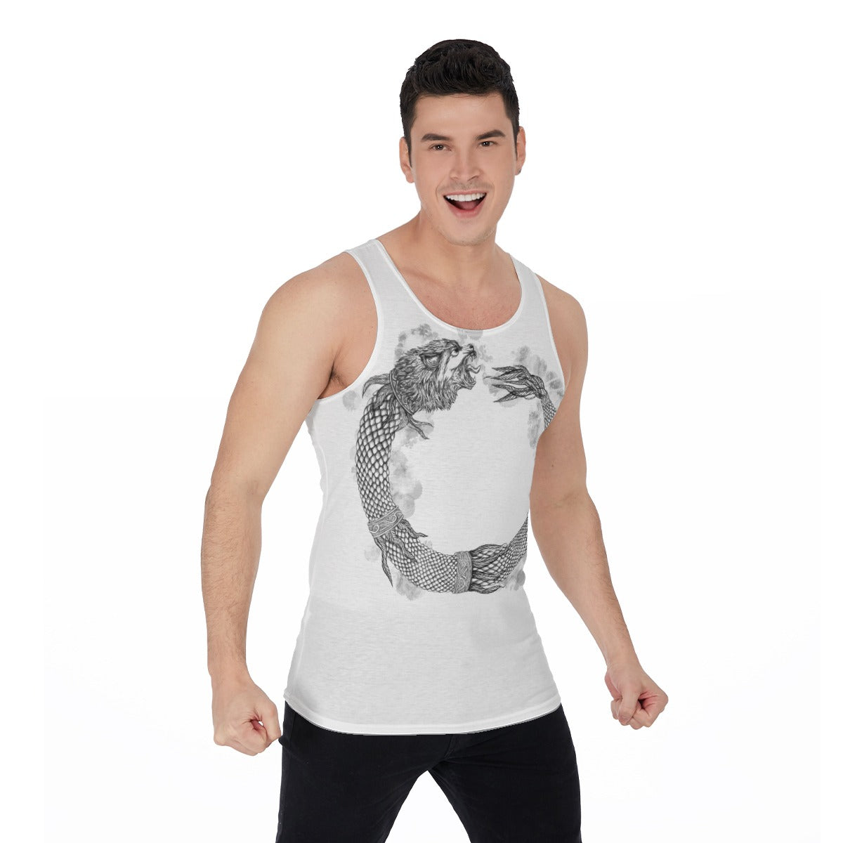 Dacic Wolf on White Men's Tank Top