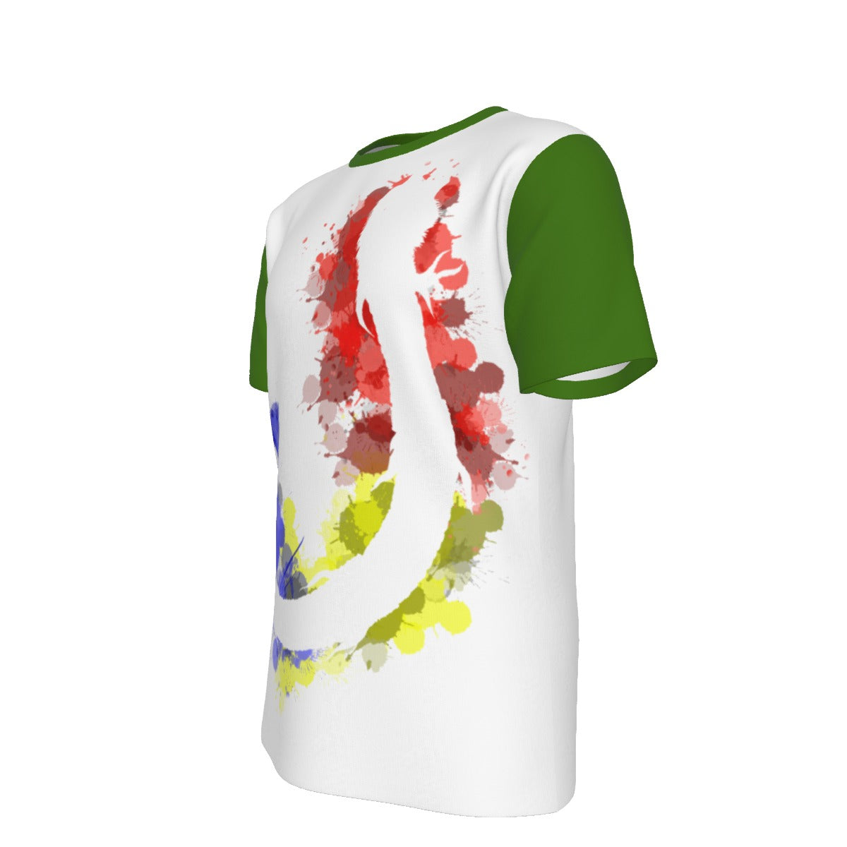 Romanian Dacic Wolf Contour on White and Green Men's O-Neck T-Shirt | 190GSM Cotton