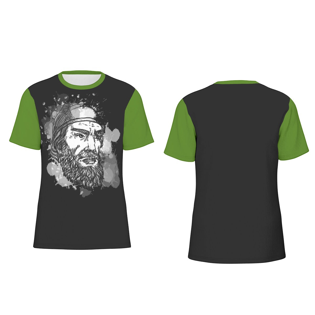 Decebal theme on Black and Green Sleeves Men's O-Neck T-Shirt | 190GSM Cotton