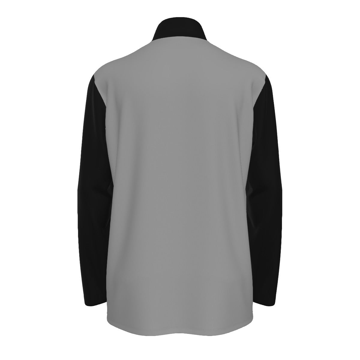 Dacic Wolf Contour on Gray and Black Men's Sports Collar Jersey With Long Sleeve