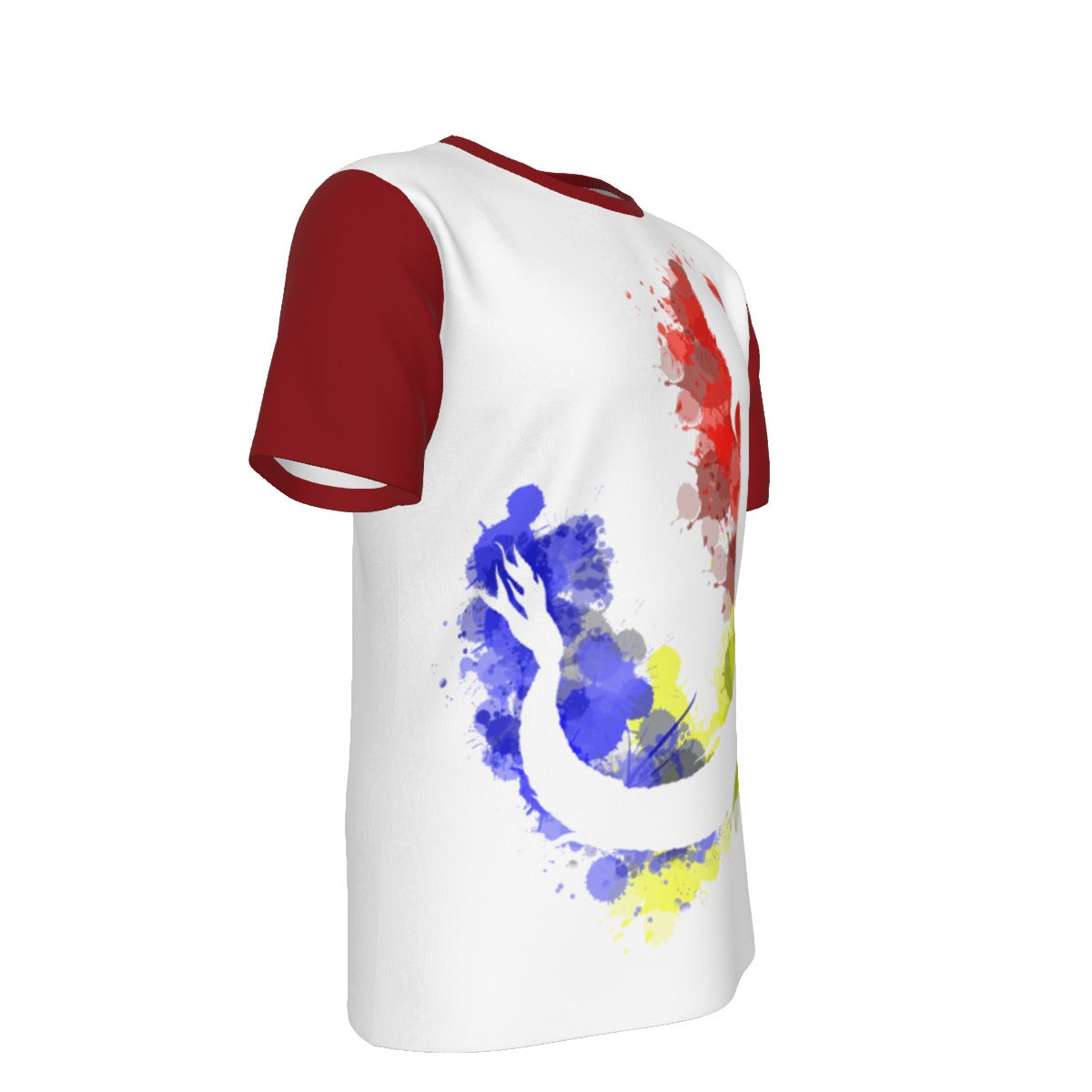 Romanian Dacic Wolf Contour on White and Red Men's O-Neck T-Shirt | 190GSM Cotton