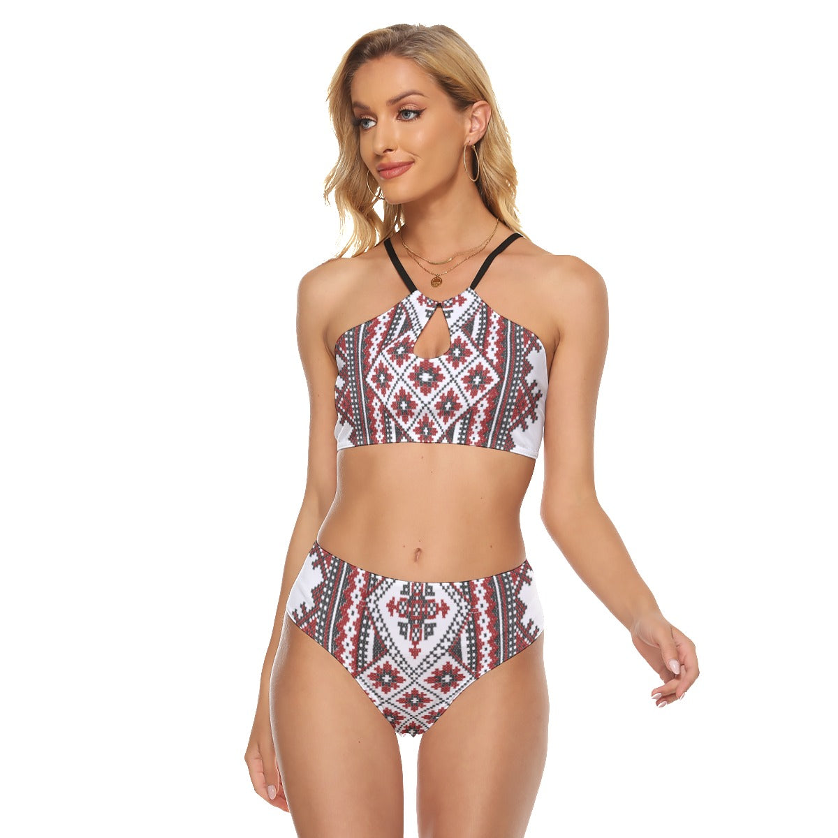 Romanian Traditional Women's Cami Keyhole Two-piece Swimsuit