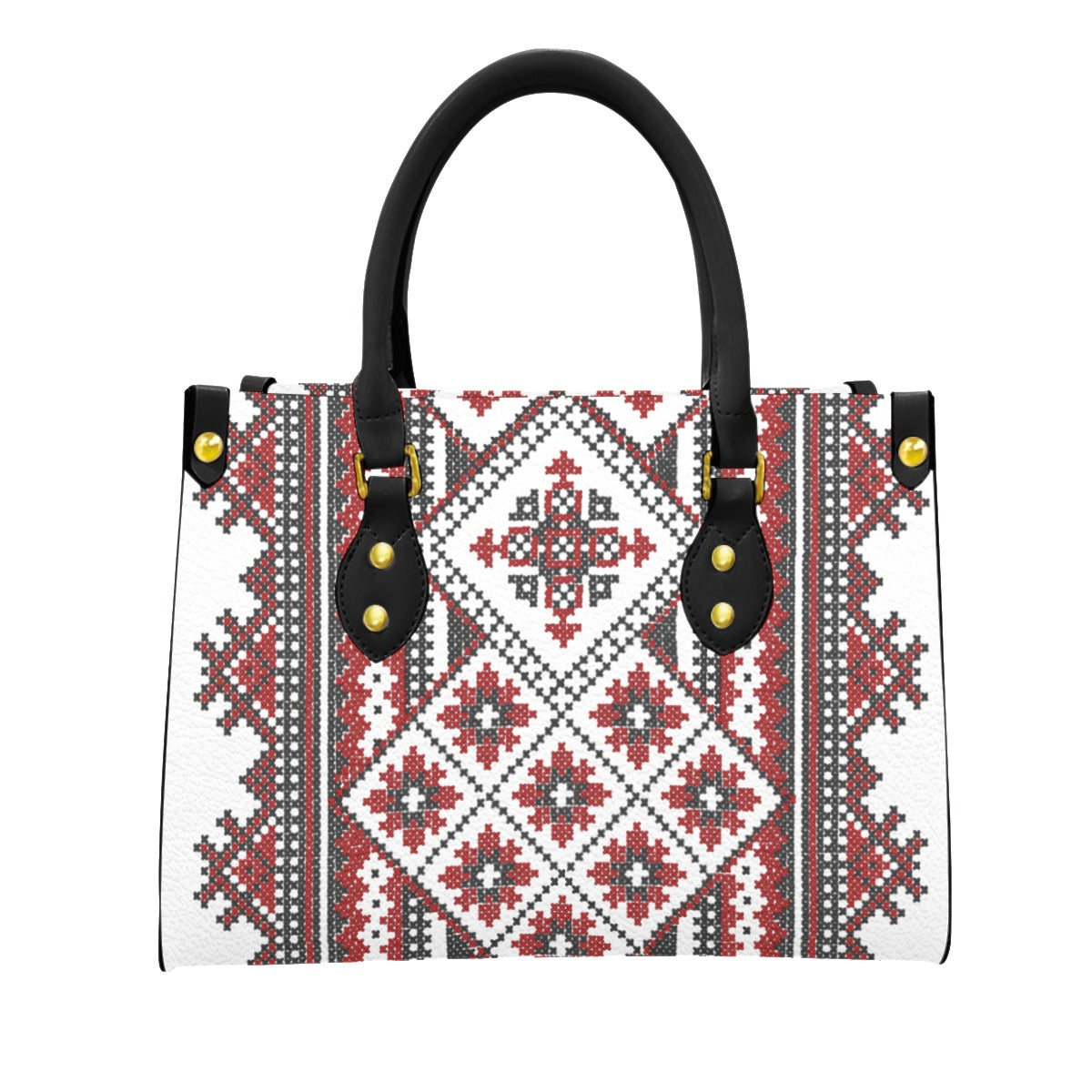 Traditional  Romanian Motif Women's Tote Bag With Black Handle