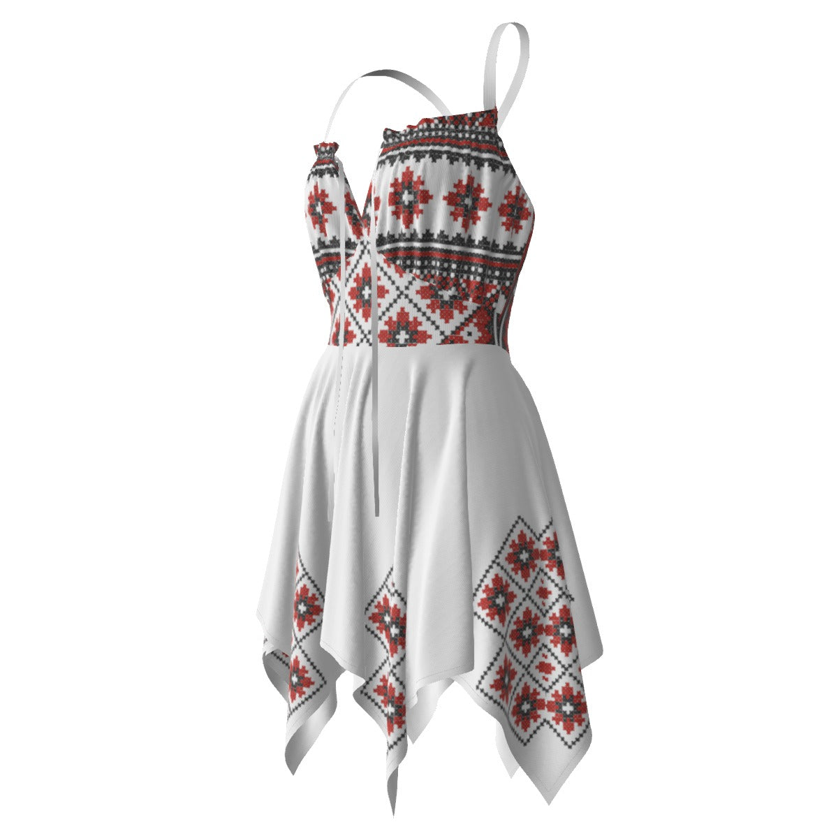 Red Romanian Traditional Women's Slip Dress