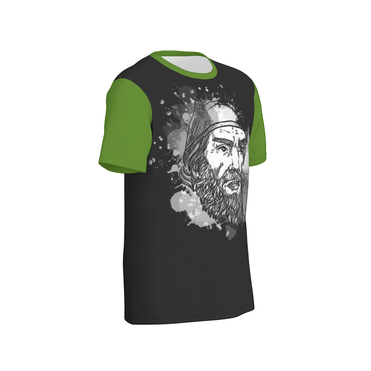 Decebal theme on Black and Green Sleeves Men's O-Neck T-Shirt | 190GSM Cotton