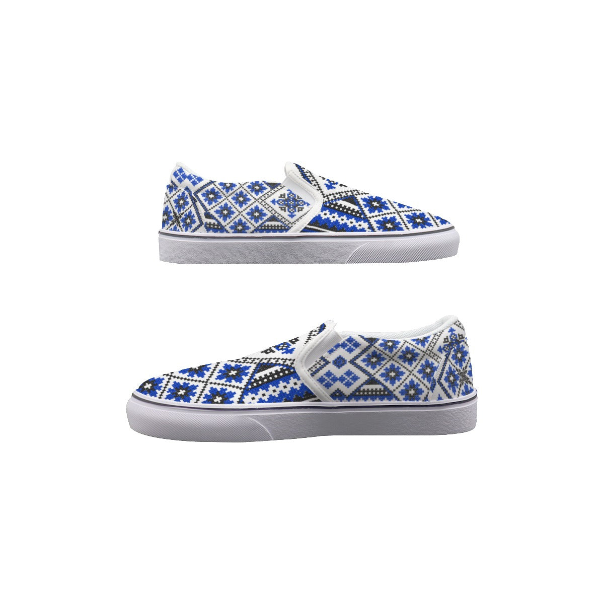 Blue Romanian Traditional Women's Slip On Sneakers