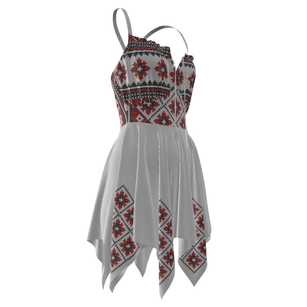 Red Romanian Traditional Women's Slip Dress