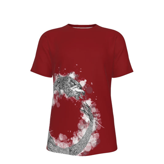 Ouroboros Dacic Wolf on Red Men's O-Neck T-Shirt | 190GSM Cotton