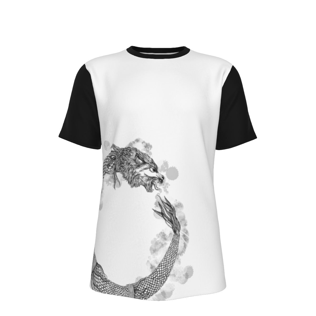 Ouroboros Dacic Wolf On White and Black Men's O-Neck T-Shirt | 190GSM Cotton