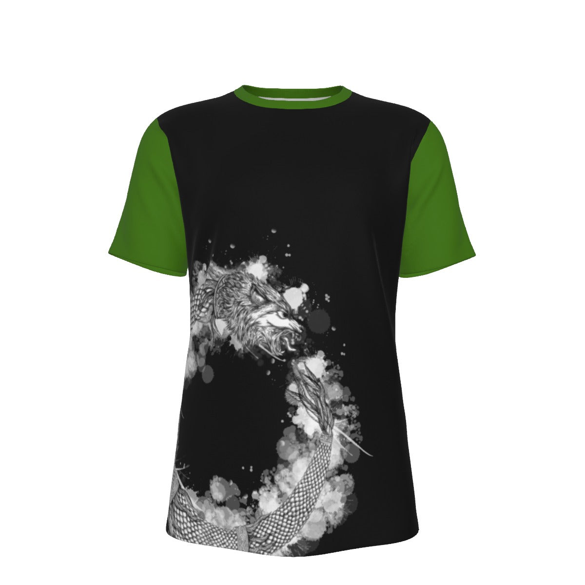 Ouroboros Dacic Wolf on Black an7g Green Men's O-Neck T-Shirt | 190GSM Cotton