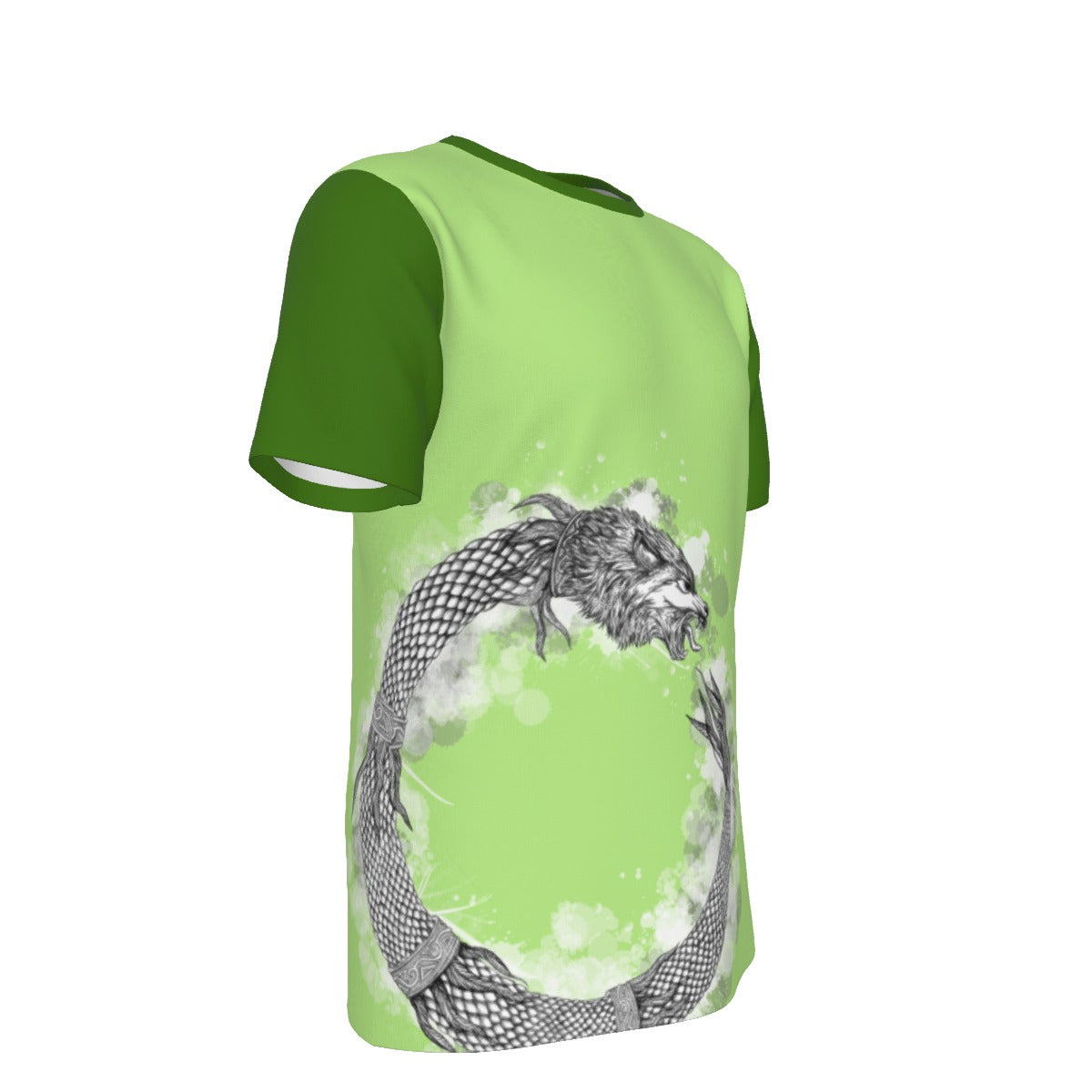 Dacic Wolf Ouroboros Style on Green Men's O-Neck T-Shirt | 190GSM Cotton