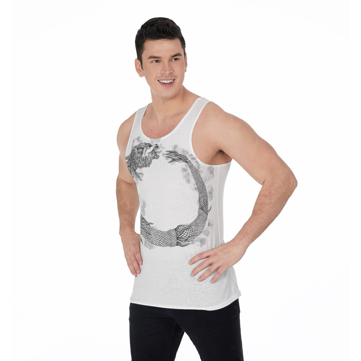 Dacic Wolf on White Men's Tank Top