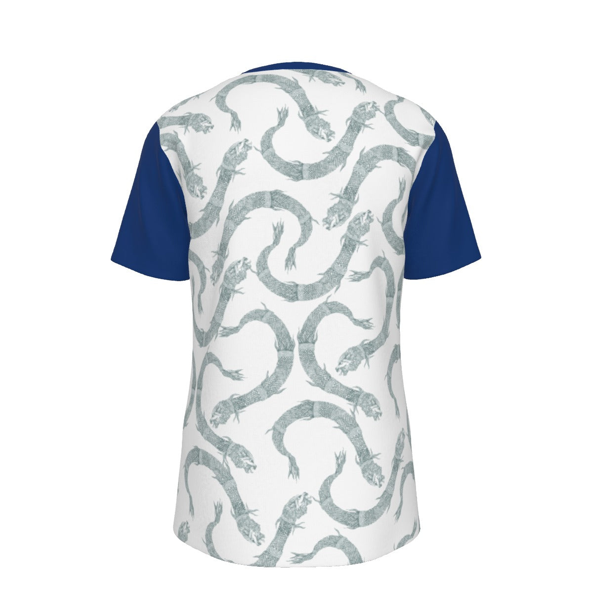 Blue Dacic Wolf Pattern with Dark Blue Sleeves Men's O-Neck T-Shirt | 190GSM Cotton