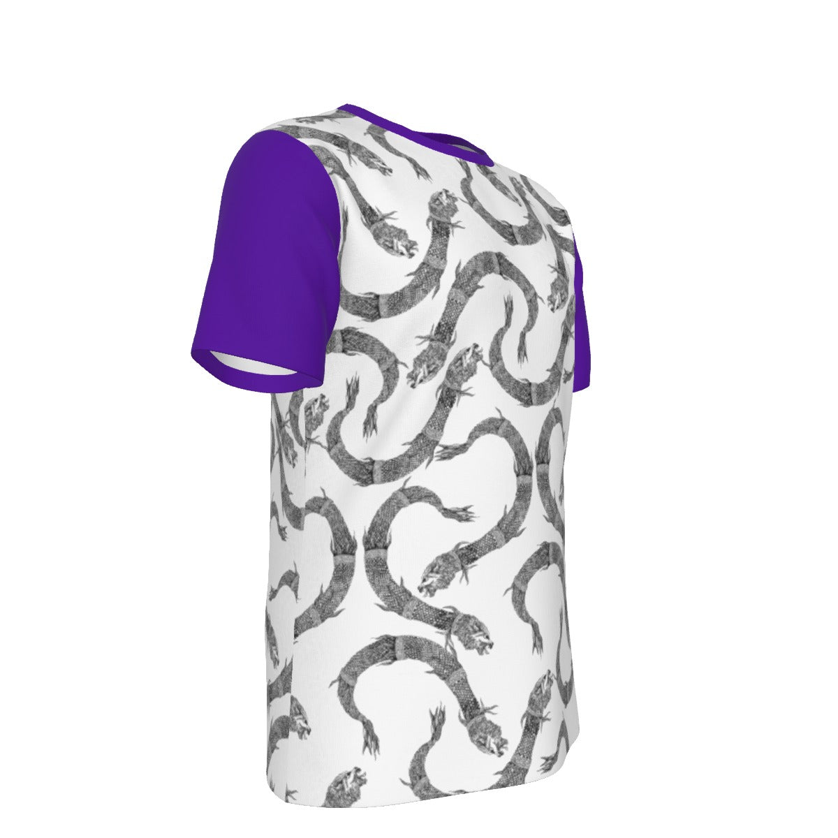 Dacic Wolf Pattern On Purple Sleeves Men's O-Neck T-Shirt | 190GSM Cotton