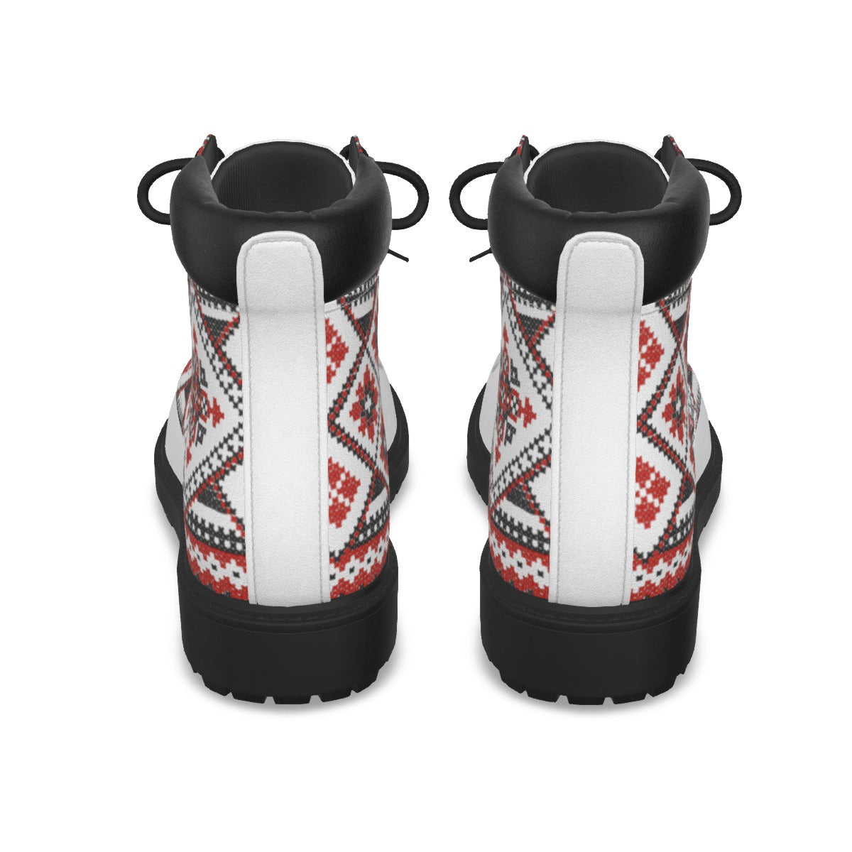 Red Romanian Motifs Men's Short Boots