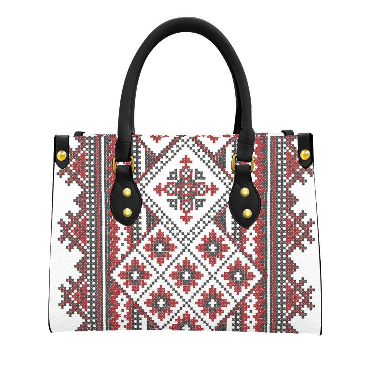 Traditional  Romanian Motif Women's Tote Bag With Black Handle