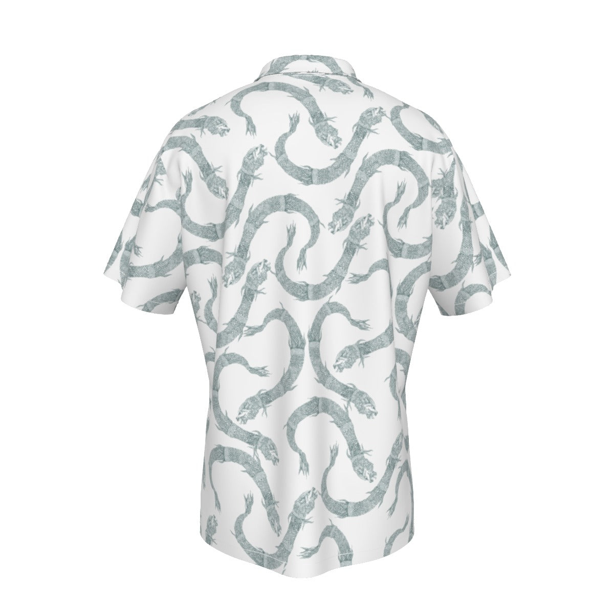 Light Blue Dacic Wolf Men's Hawaiian Shirt With Button Closure