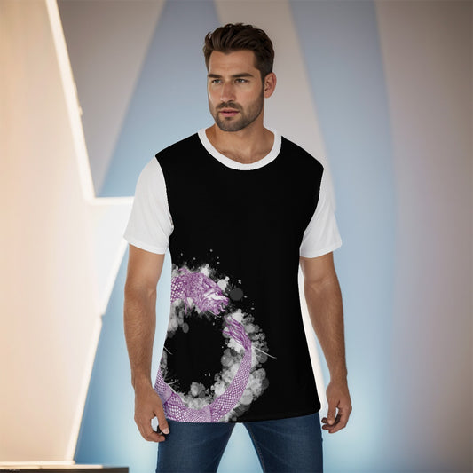 Purple Ouroboros Dacic Wolf on Black Men's O-Neck T-Shirt