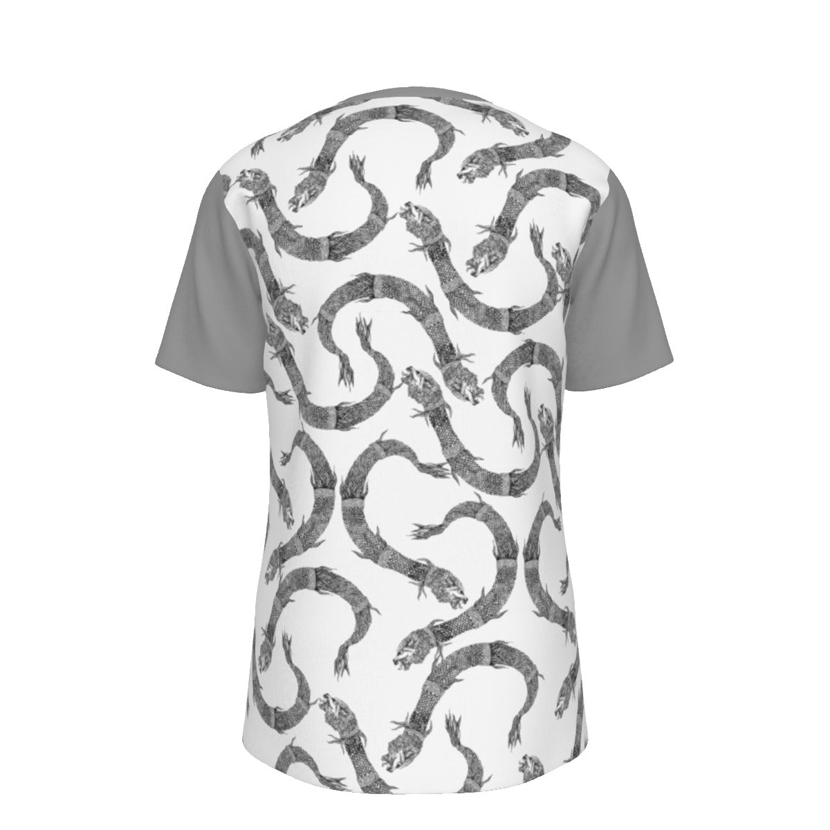 Dacic Wolf Pattern Full Print on White Base and Gray Sleeves Men's O-Neck T-Shirt | 190GSM Cotton