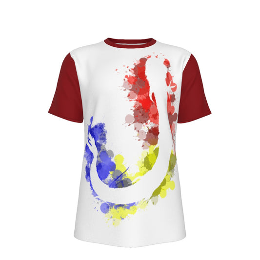 Romanian Dacic Wolf Contour on White and Red Men's O-Neck T-Shirt | 190GSM Cotton