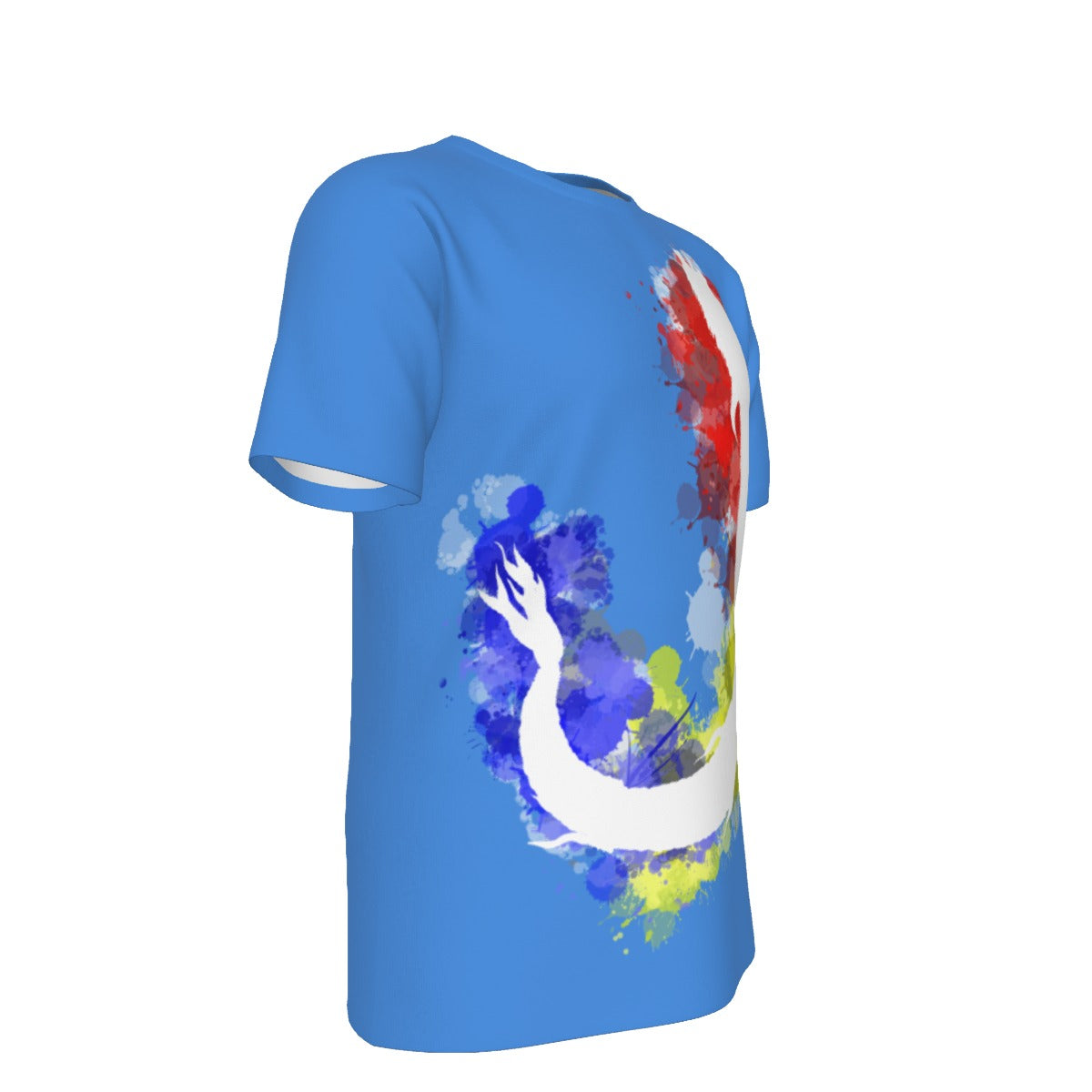 Romanian Dacic Wolf Contour on Blue Men's O-Neck T-Shirt | 190GSM Cotton