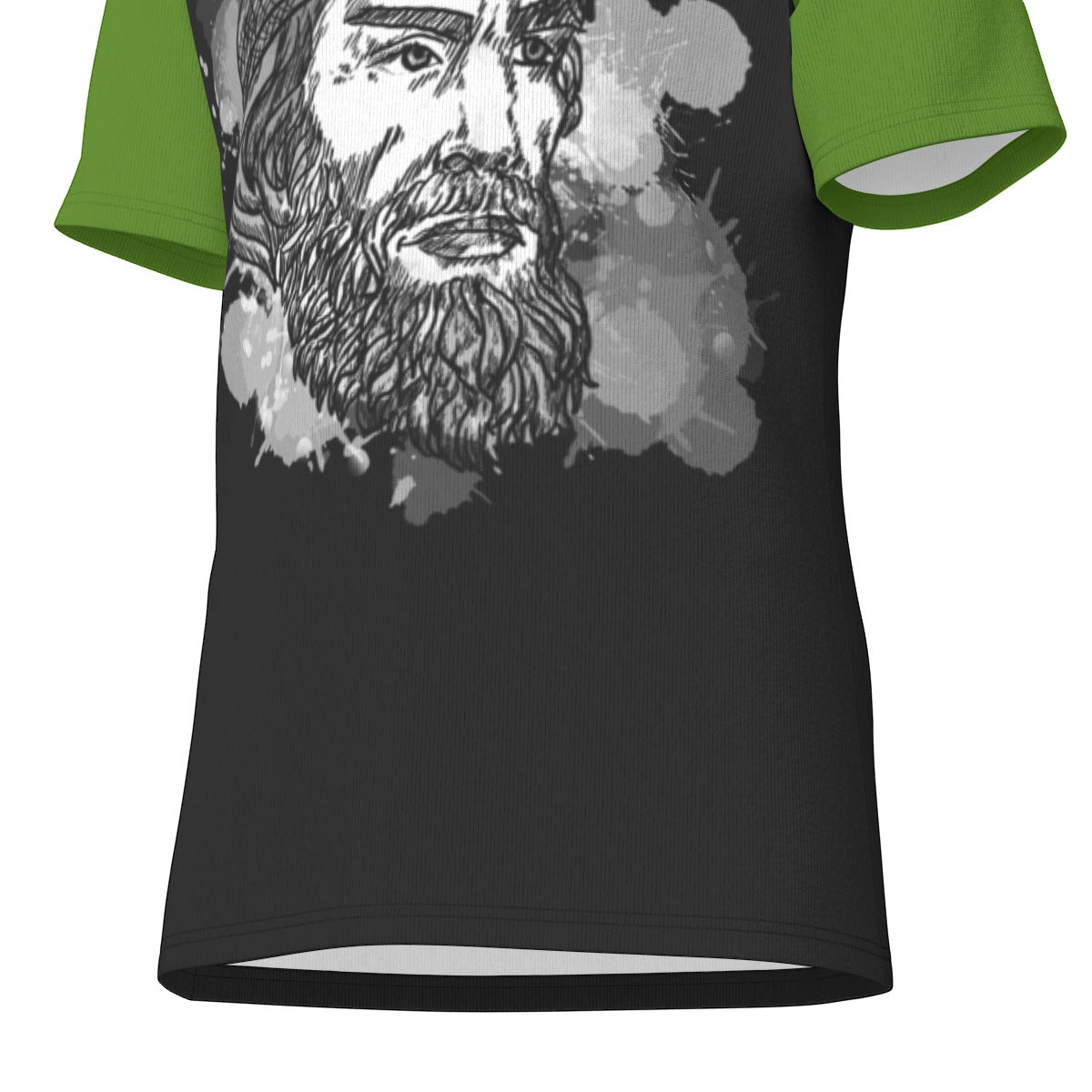 Decebal theme on Black and Green Sleeves Men's O-Neck T-Shirt | 190GSM Cotton