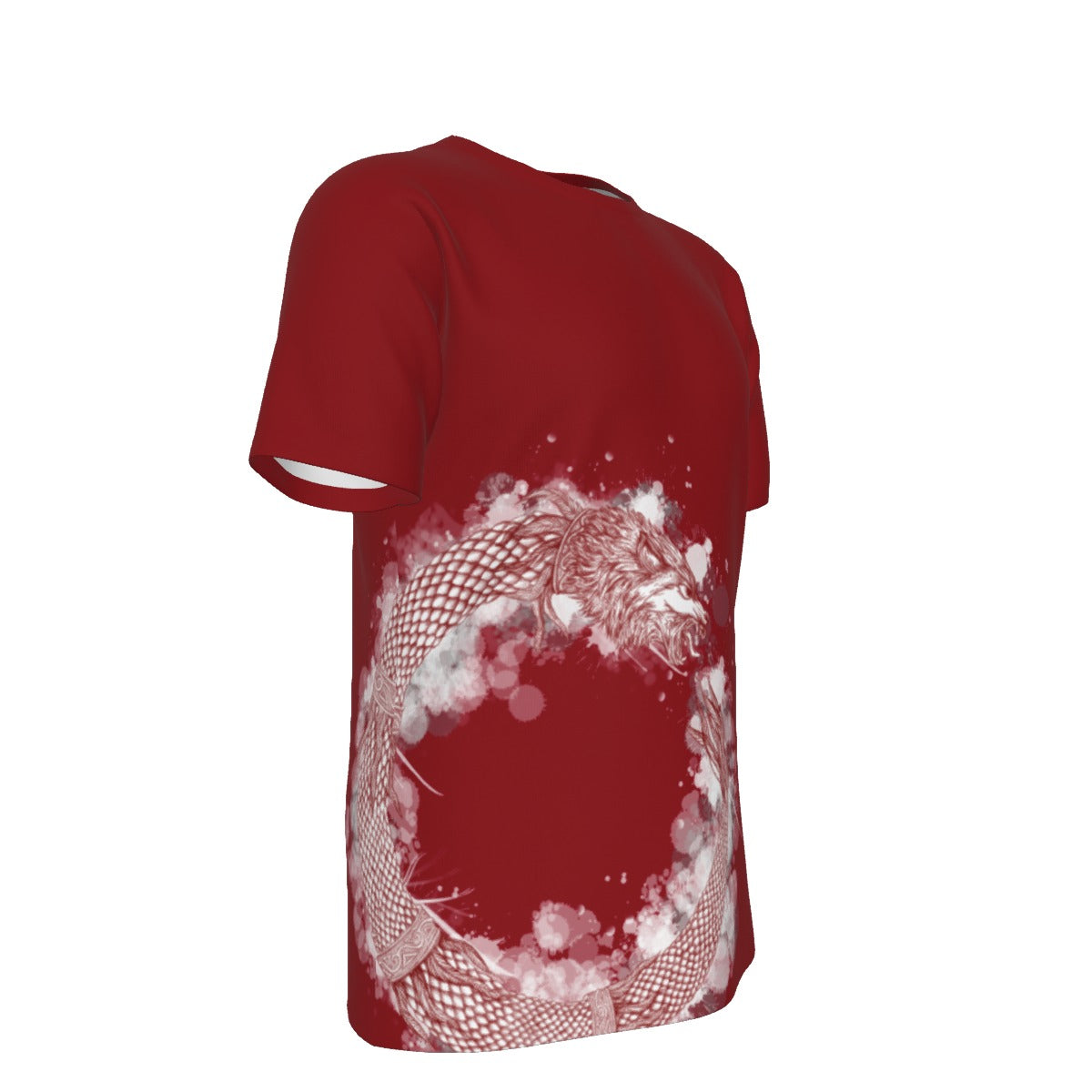 Ouroboros Red Dacic Wolf on Red Men's O-Neck T-Shirt | 190GSM Cotton