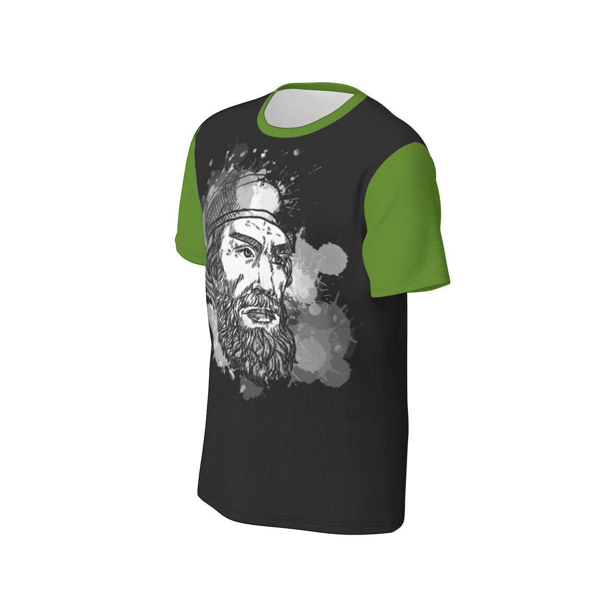 Decebal theme on Black and Green Sleeves Men's O-Neck T-Shirt | 190GSM Cotton