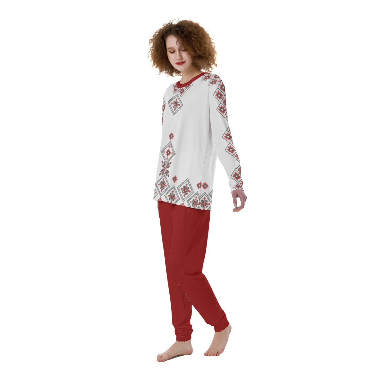 Red Romanian Traditional Women's Pyjamas