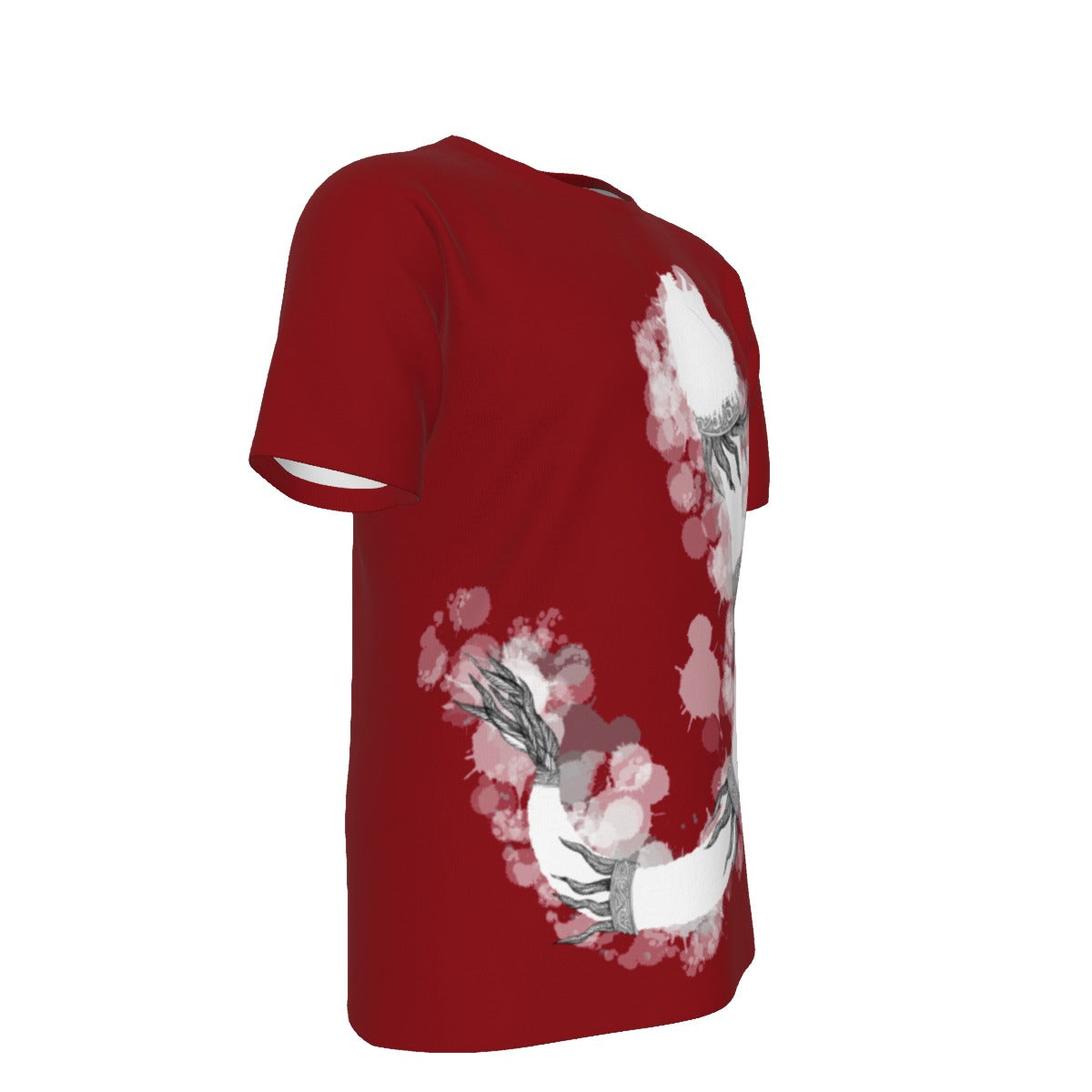 Simplified Dacic Wolf On Red Print Men's O-Neck T-Shirt